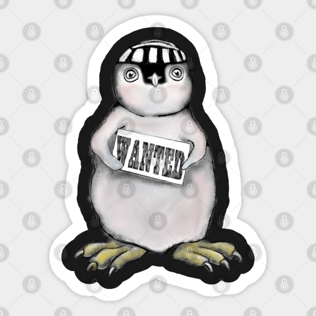 Wanted penguin Sticker by msmart